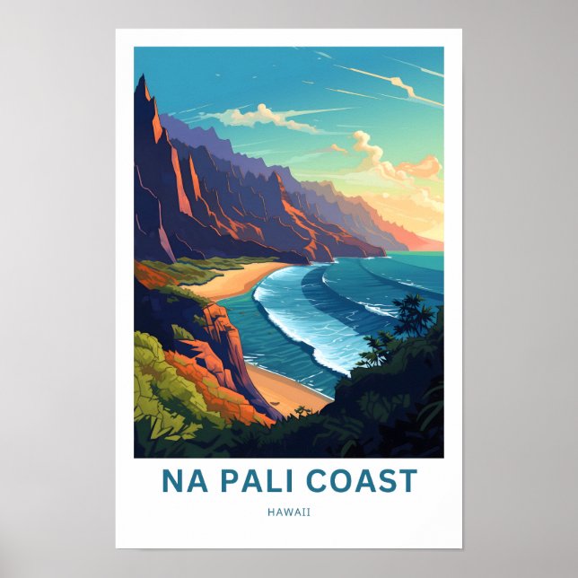 Na Pali Coast Hawaii Reiseposter Poster (Vorne)