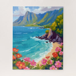 Na Pali Coast Kauai Hawaii Coastline Painting Puzzle