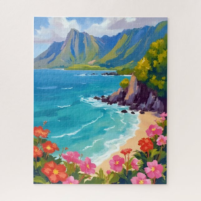 Na Pali Küste Kauai Hawaii Küstenlinie Malerei Puzzle (Vertikal)