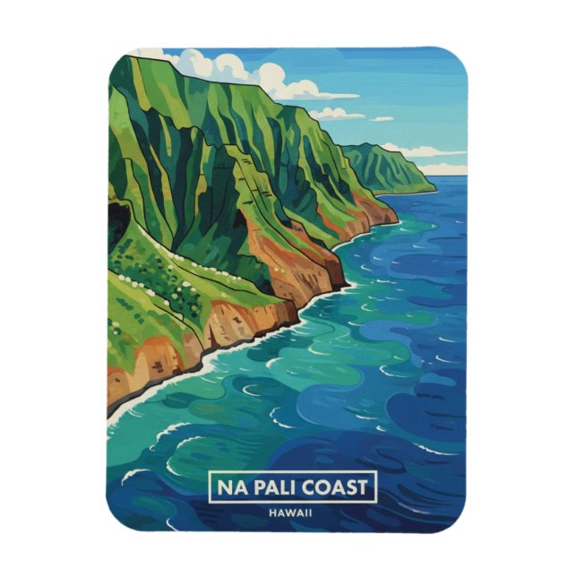 Nā Pali Küste Kauai Hawaii Reise Magnet (Vertikal)