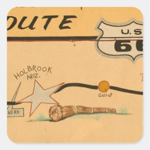 NA, USA, Arizona, Holbrook Route 66 Road mural Quadratischer Aufkleber