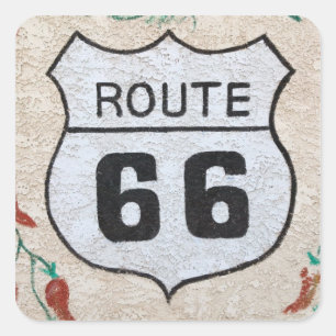 NA, USA, Arizona, Holbrook Route 66 Straßenschild Quadratischer Aufkleber