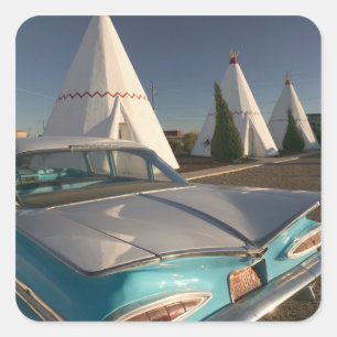NA, USA, Arizona, Holbrook Route 66, Wigwam 2 Quadratischer Aufkleber