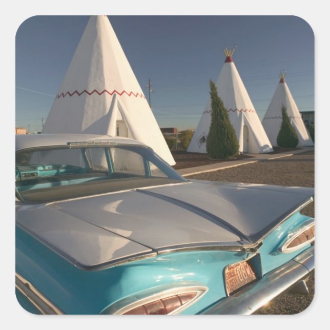 Na, USA, Arizona, Holbrook Weg 66, Wigwam 2 Quadratischer Aufkleber (Vorderseite)