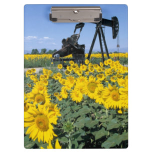 Na, USA, Colorado, Sonnenblumen, Ölbohrturm Klemmbrett