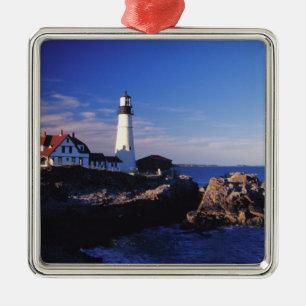 NA, USA, Maine. Leuchtturm Portland Head. Ornament Aus Metall