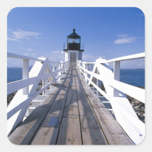 NA, USA, Maine, Port Clyde. Marshall Point 2 Quadratischer Aufkleber