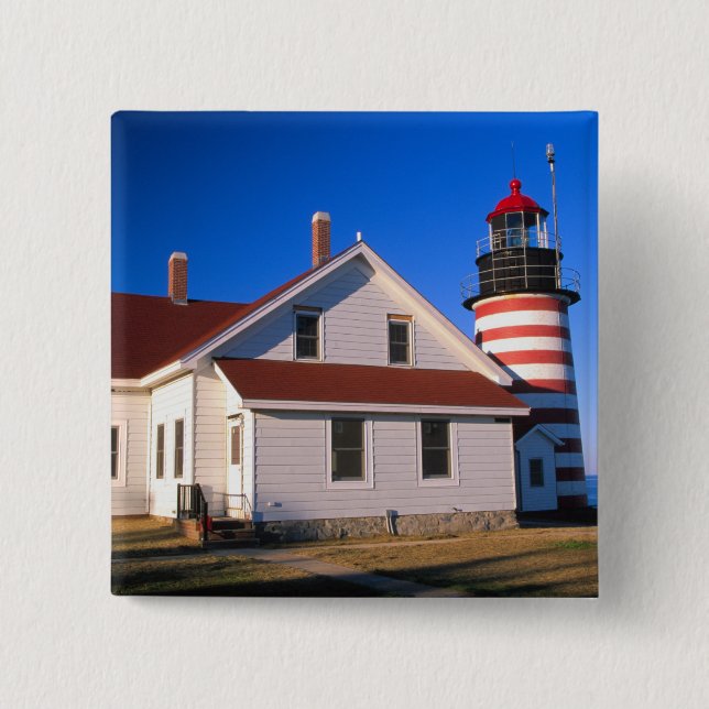 NA, USA, Maine.  West Quoddy Leuchtturm in der Näh Button (Vorderseite)