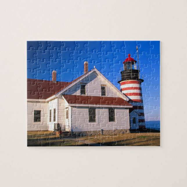 NA, USA, Maine.  West Quoddy Leuchtturm in der Näh Puzzle (Horizontal)