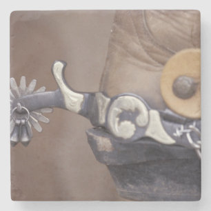 NA, USA, Texas, Lubbock Cowboy-Stiefel und Sporn Steinuntersetzer