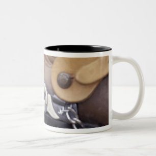 NA, USA, Texas, Lubbock Cowboy-Stiefel und Sporn Zweifarbige Tasse