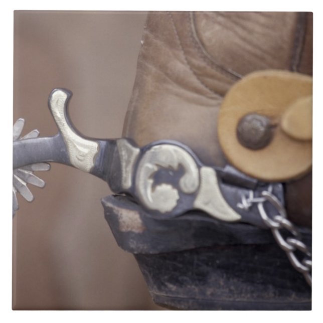 Na, USA, Texas, Lubbock-Cowboystiefel und Sporn Fliese (Vorderseite)