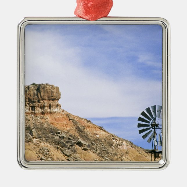 NA, USA, Texas Windmill und Klippen von Palo Duro Ornament Aus Metall (Vorne)