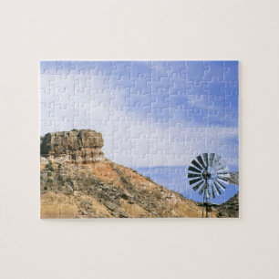 NA, USA, Texas Windmill und Klippen von Palo Duro Puzzle