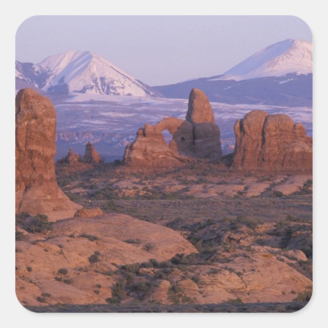 NA, USA, Utah, Arches National Park. Garten Quadratischer Aufkleber (Vorderseite)