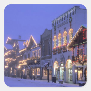 NA, USA, Washington, Leavenworth Hauptstraße Quadratischer Aufkleber