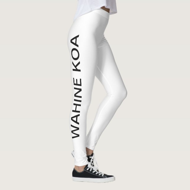 Na Wahine Koa Leggings (Schwarz auf Weiß) (Rechts)