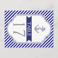 Naby Blue Anker nautische Hochzeitsfeier Tischnumm
