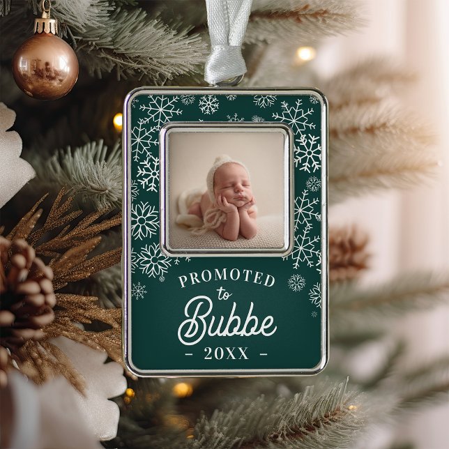 Nach Bubbe befördert | Baby Foto Oma Rahmen-Ornament Silber (Von Creator hochgeladen)