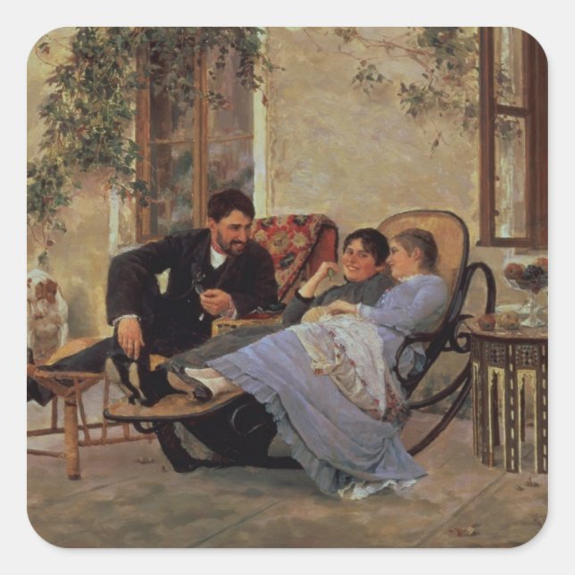 Nach dem Abendessen, 1888 Quadratischer Aufkleber (Vorderseite)