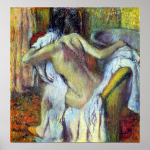 Nach dem Baden durch Edgar Degas Poster