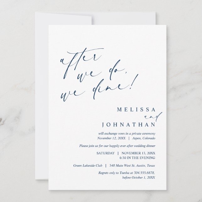 Nach dem Essen essen wir, Hochzeitsessen Einladung (Vorderseite)