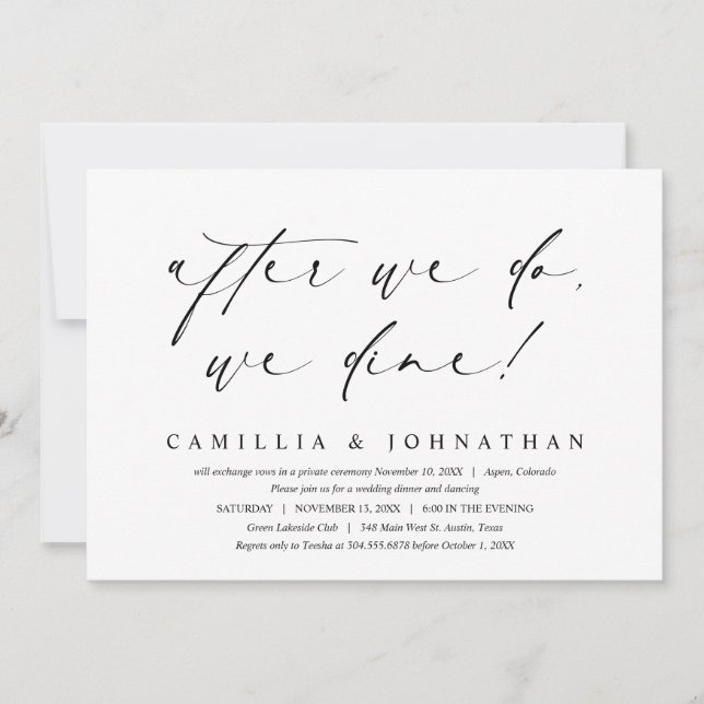 Nach dem Essen essen wir, Hochzeitsfeiern Einladung (Vorderseite)