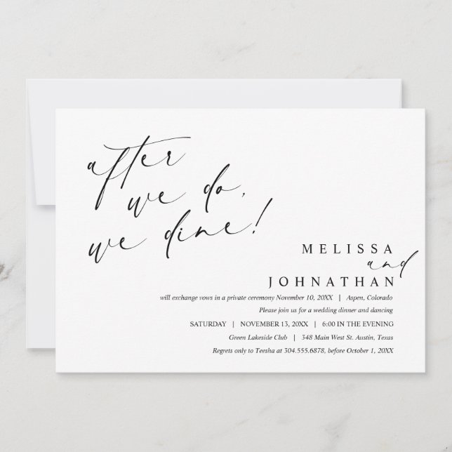 Nach dem Essen essen wir, Hochzeitsfeiern Einladung (Vorderseite)