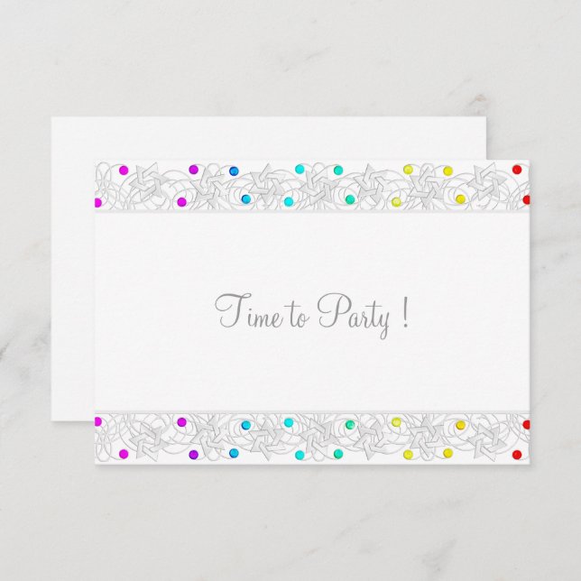 Nach dem Party Perlen und Spitzen-Regenbogen Einladung (Vorne/Hinten)