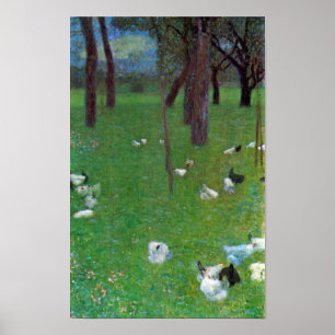 Nach dem Regen, Gartenhühner von Gustav Klimt Poster