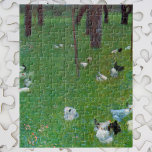 Nach dem Regen, Gartenhühner von Gustav Klimt Puzzle<br><div class="desc">Nach dem Regen (Garten mit Hühnern in St. Agatha) (1899) von Gustav Klimt ist ein Vintages Viktorianisches Kunstlandschaftsbild der Ära. Eine Naturlandschaft mit Hühnern im Hinterhof Wiese auf einem Bauernhof mit Bäumen im Hintergrund Gras fressen. Über den Künstler: Gustav Klimt (1862-1918) war ein österreichischer Symbolik-Maler und einer der prominentesten Mitglieder...</div>