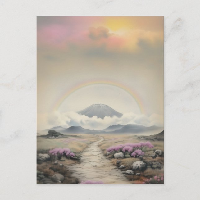 Nach dem Regen (Japanische Wasserfarbenlandschaft  Postkarte (Vorderseite)