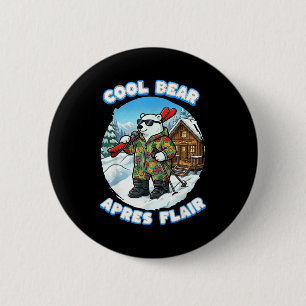 Nach dem Skifahren Flair coole Polarbär Ski sehen Button