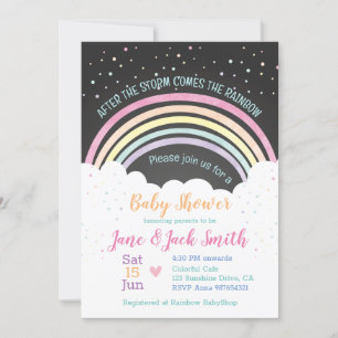 Nach dem Sturm kommt der Regenbogen   Babydusche Einladung