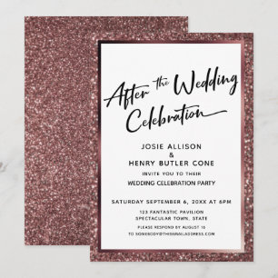 Nach der Hochzeit Celebration Rose Gold Glitter Einladung