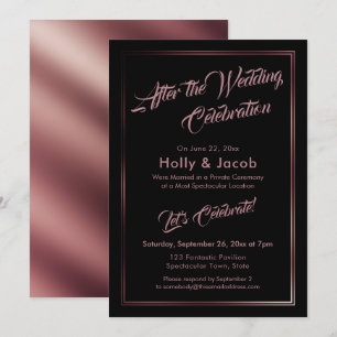 Nach der Hochzeit Celebration Rose Gold Over Black Einladung