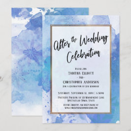 Nach der Hochzeit Gold Blue Abstrakt Einladung
