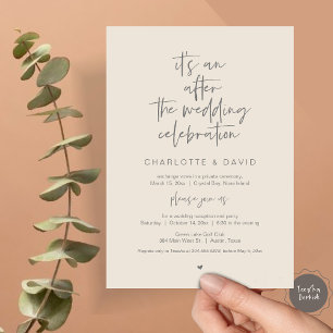 Nach der Hochzeit, Navy Blue, Elopement Party Einladung