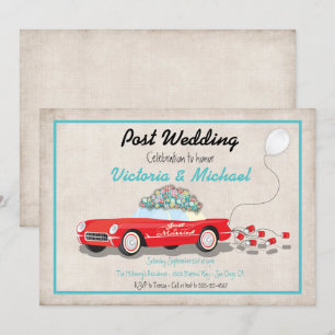 Nach der Hochzeit Retro-Auto Frisch Vermählt Einla Einladung