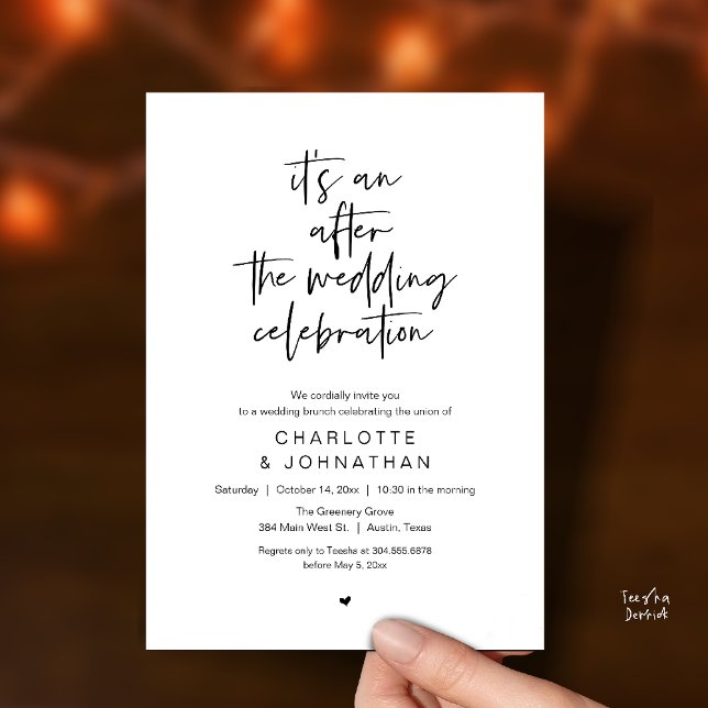 Nach der Hochzeitsfeier, moderner Brunch Einladung (it's an after the wedding celebration, modern brunch invitation card in black and white)