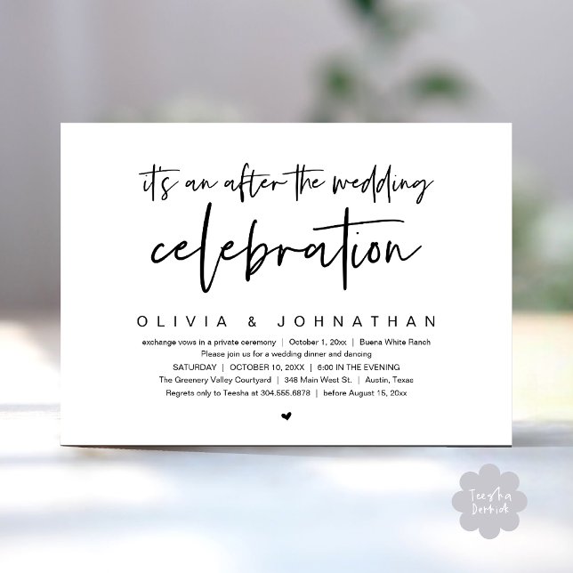 Nach der Hochzeitsfeier Modernes Abendessen Party Einladung (It's an after The Wedding Celebration Modern Dinner Lunch Brunch Party Invites Card White Black)
