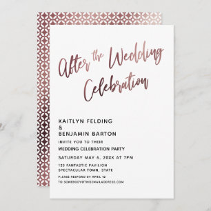 Nach der Hochzeitsfeier Rose Gold Empfang Einladung