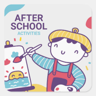 Nach der Schule Aktivitäten Labels, Zurück zur Sch Quadratischer Aufkleber