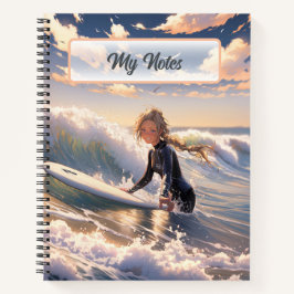 Nach draußen, um eine Welle zu fangen Notizbuch