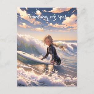 Nach draußen, um eine Welle zu fangen Postkarte