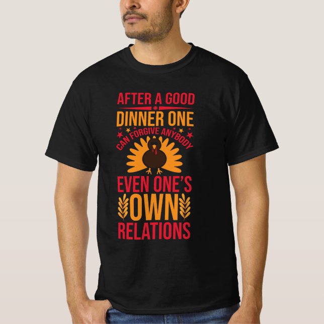 Nach einem guten Abendessen Erntedank Spaß Design T-Shirt (Vorderseite)