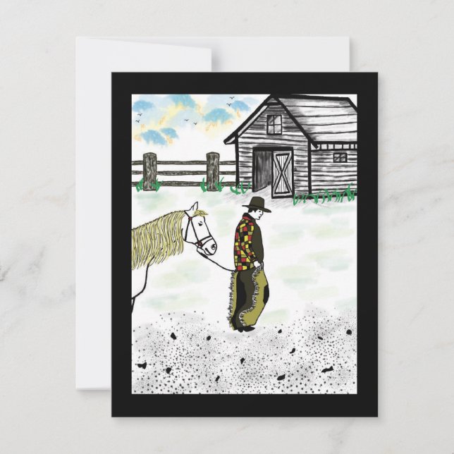 Nach einer Pferdereise Feiertagskarte (Vorderseite)