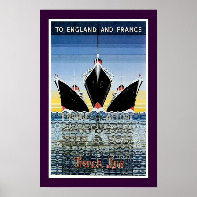 Nach England und Frankreich - Französisches Linien Poster (Vorne)