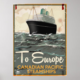 Nach Europa Vintage kanadisches Reiseplakat Poster