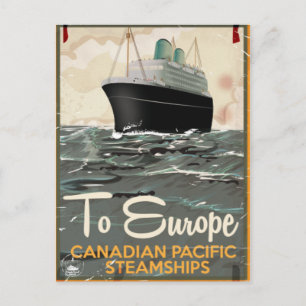 Nach Europa Vintage kanadisches Reiseplakat Postkarte